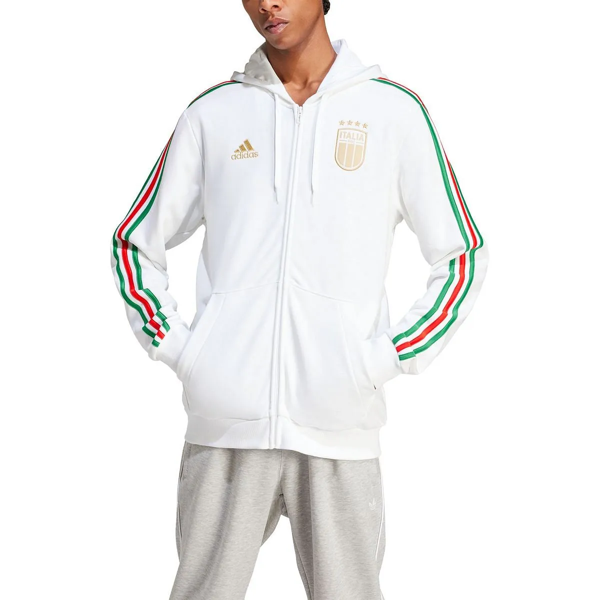      ADIDAS FELPA FULL ZIP CON CAPPUCCIO DNA ITALIA  