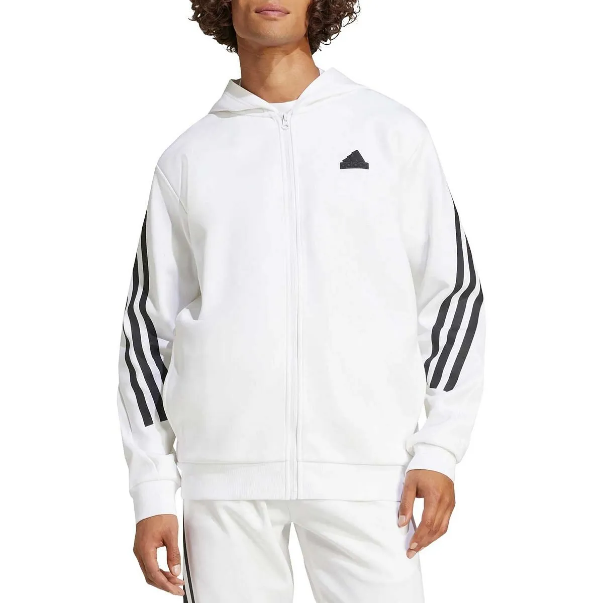      ADIDAS FELPA FULL ZIP CON CAPPUCCIO FUTURE ICONS 3 STRIPES  