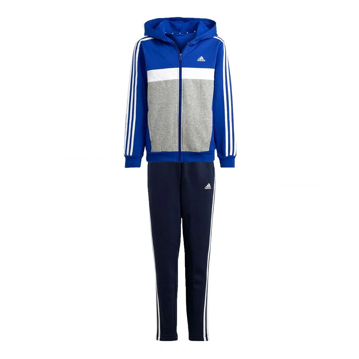      ADIDAS TUTA FULL ZIP CON CAPPUCCIO 3 STRIPES BAMBINO  