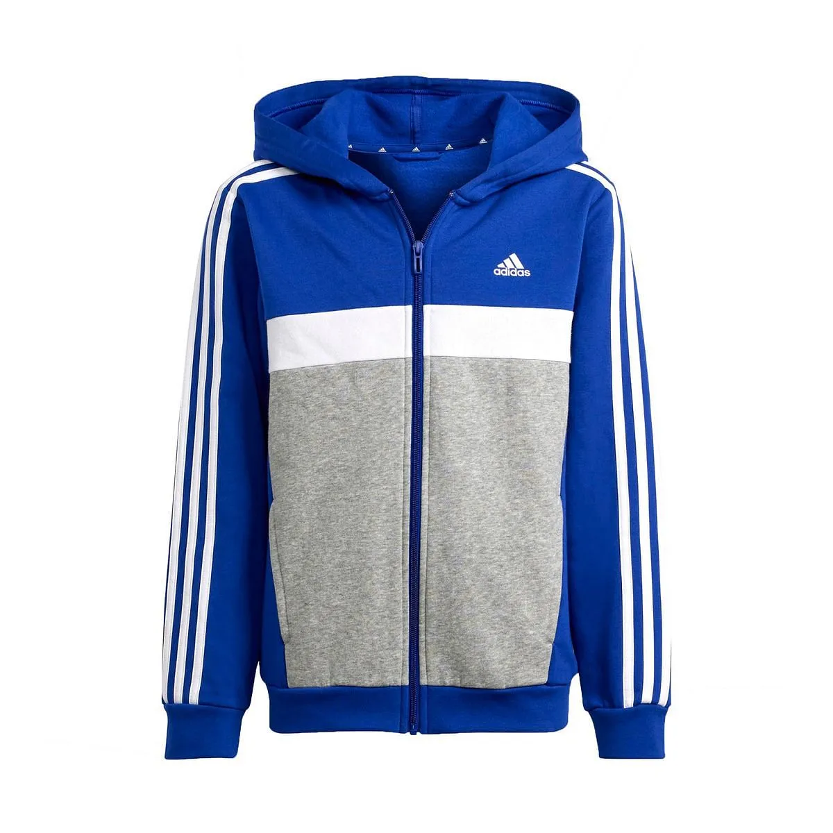      ADIDAS TUTA FULL ZIP CON CAPPUCCIO 3 STRIPES BAMBINO  