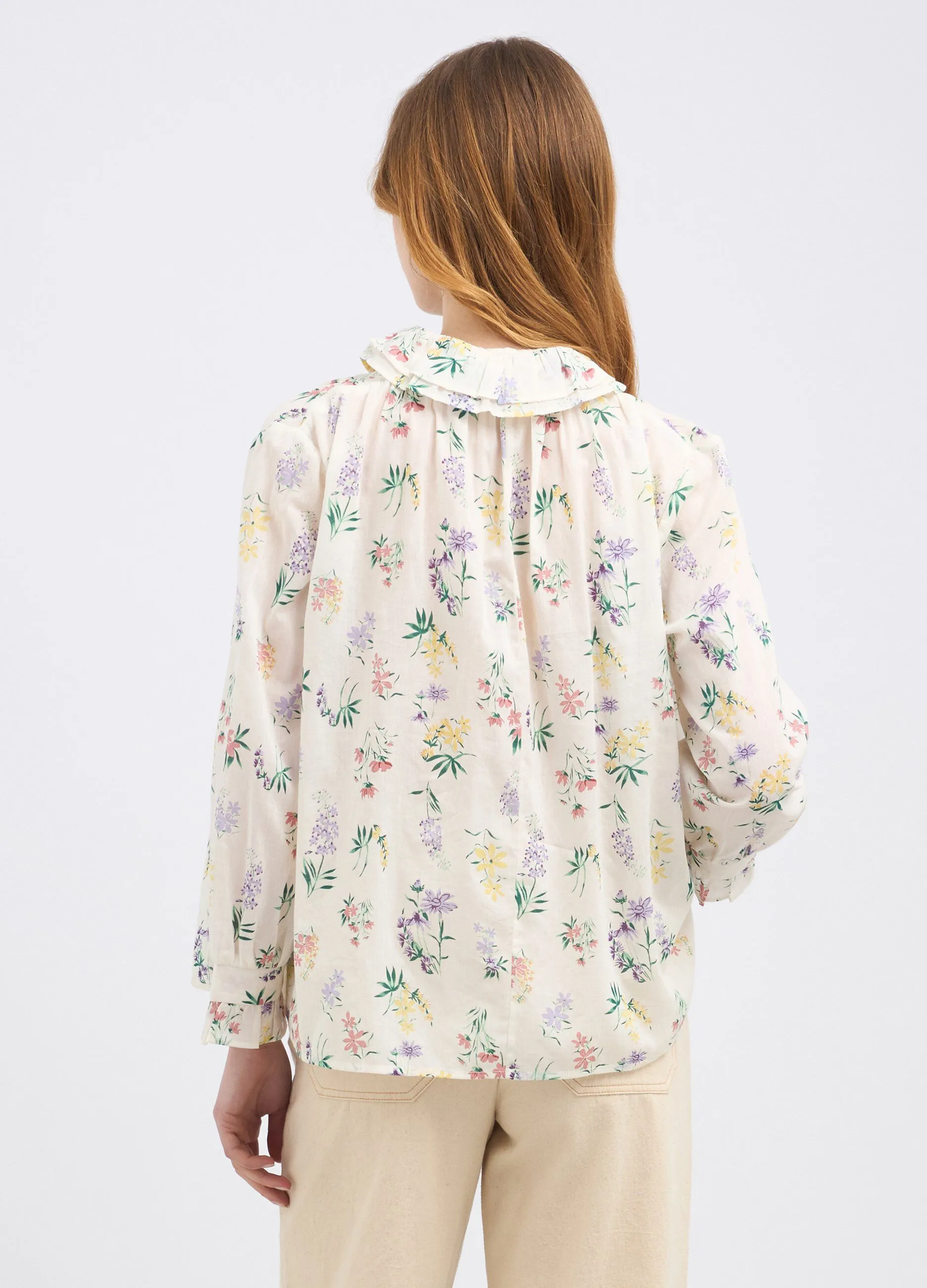 Blusa in puro cotone con stampa donna