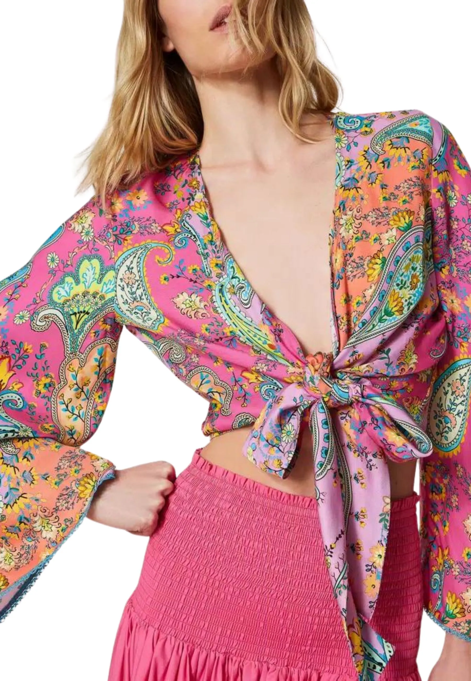 Blusa in twill a stampa paisley