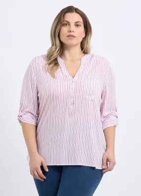 Blusa rigata in pura viscosa donna curvy