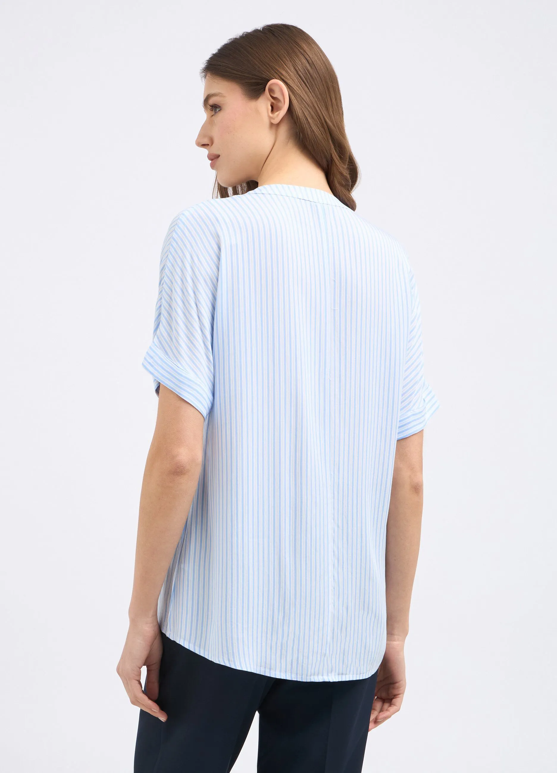 Blusa rigata in pura viscosa donna