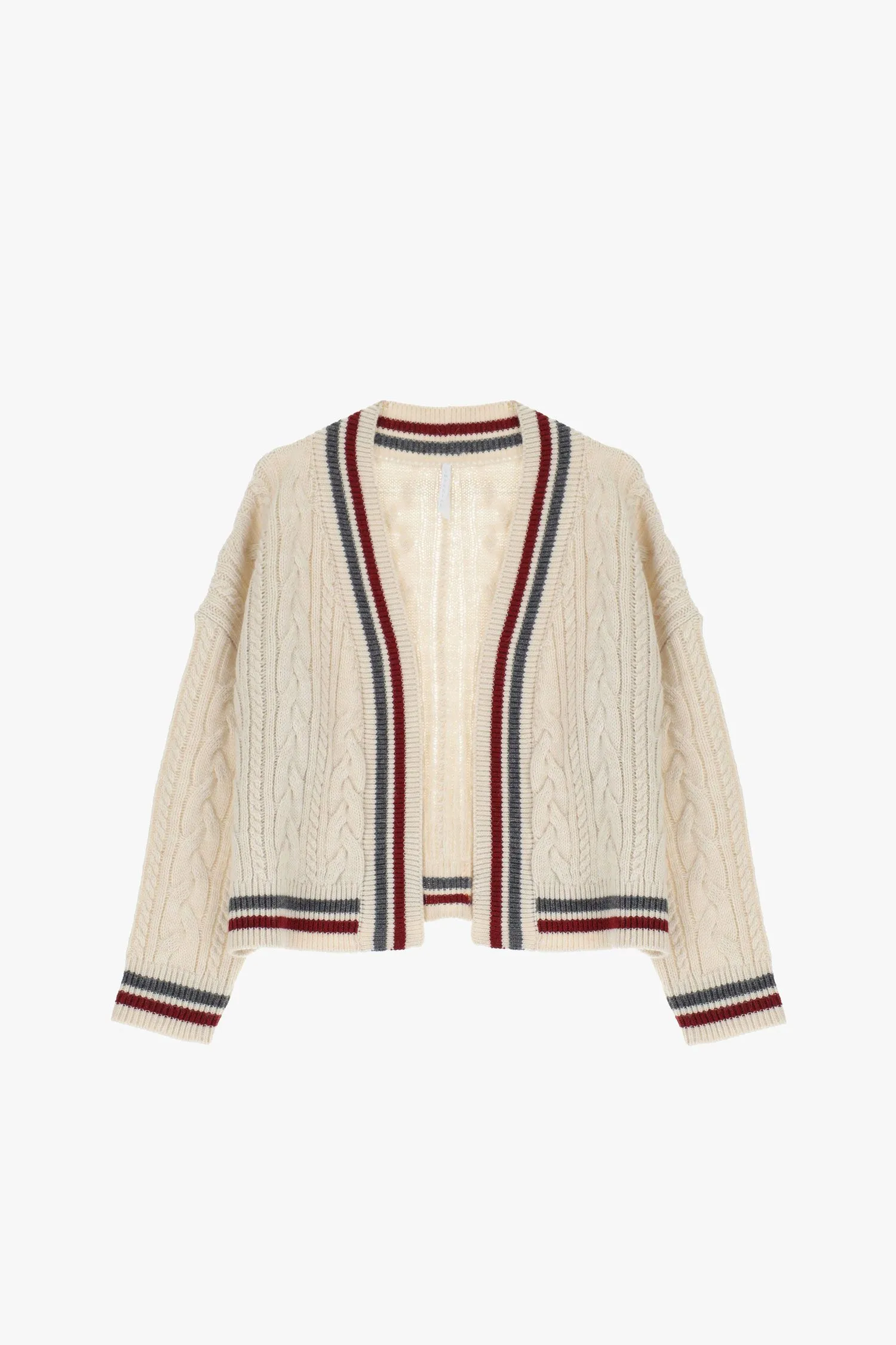   Cardigan a maglia con dettagli a righe     