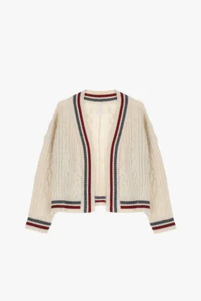   Cardigan a maglia con dettagli a righe     