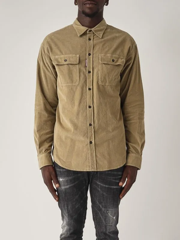 DSQUARED2  Overshirt uomo Dsquared2 Corduroy in velluto millerighe Sabbia