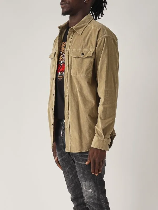 DSQUARED2  Overshirt uomo Dsquared2 Corduroy in velluto millerighe Sabbia