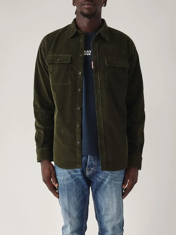 DSQUARED2  Overshirt uomo Dsquared2 Corduroy in velluto millerighe Verde scuro