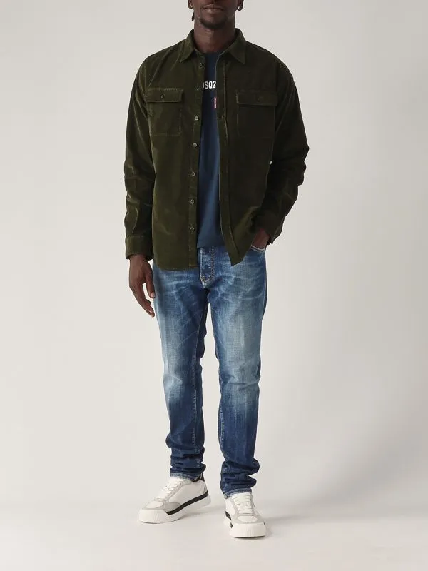 DSQUARED2  Overshirt uomo Dsquared2 Corduroy in velluto millerighe Verde scuro