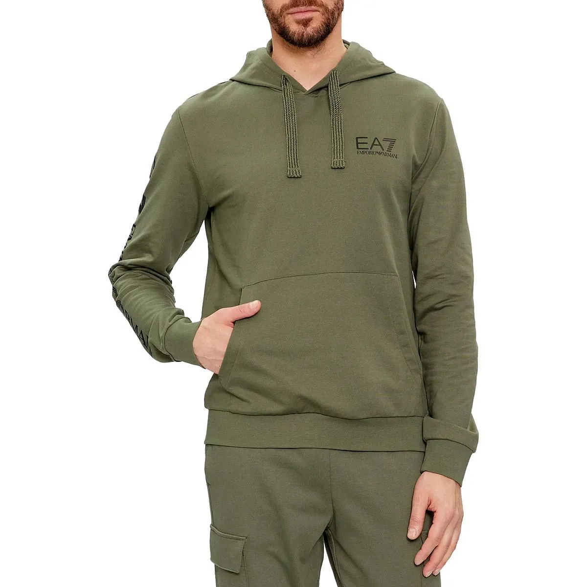      EA7 EMPORIO ARMANI FELPA CON CAPPUCCIO ATHLETE LOGO SERIES  