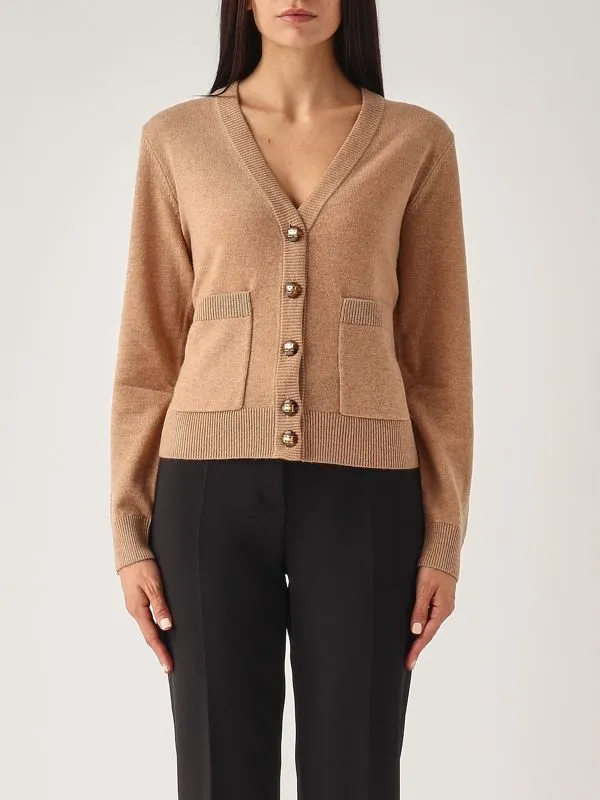 ELISABETTA FRANCHI  Cardigan donna Elisabetta Franchi in cashmere e lana Camel Melange