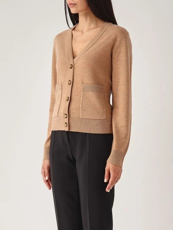 ELISABETTA FRANCHI  Cardigan donna Elisabetta Franchi in cashmere e lana Camel Melange