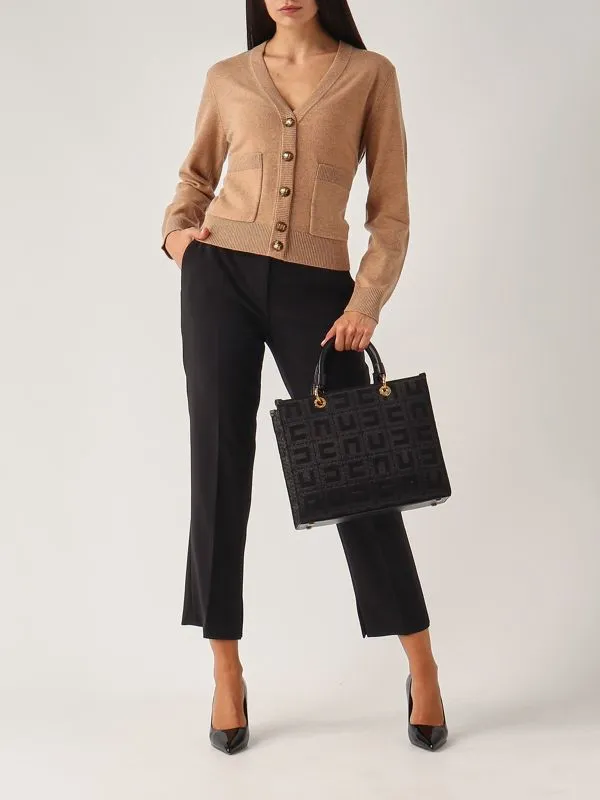 ELISABETTA FRANCHI  Cardigan donna Elisabetta Franchi in cashmere e lana Camel Melange