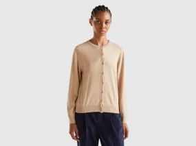 Nuovi arrivi Cardigan beige in misto lana e cashmere