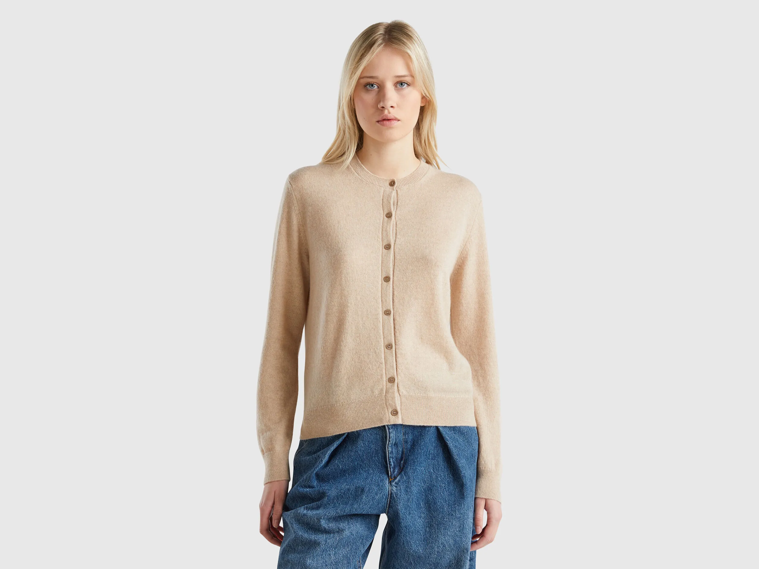 Nuovi arrivi Cardigan beige in puro cashmere