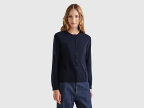 Nuovi arrivi Cardigan blu scuro in misto lana e cashmere