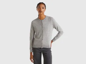 Nuovi arrivi Cardigan grigio chiaro in misto lana e cashmere