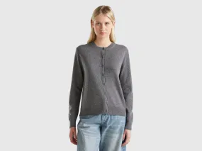 Nuovi arrivi Cardigan grigio scuro in puro cashmere