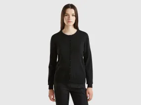 Nuovi arrivi Cardigan nero in misto lana e cashmere