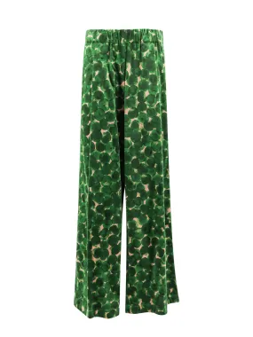 Pantalone in velluto con fantasia all-over