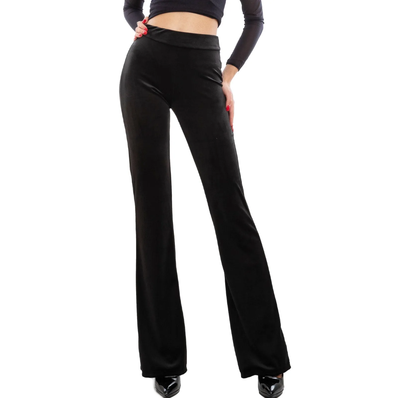 Pantaloni Donna Campana Zampa Flare Velluto Vi-82148