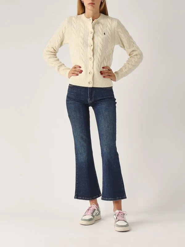 POLO RALPH LAUREN  Cardigan donna Polo Ralph Lauren in lana e cashmere a trecce Crema