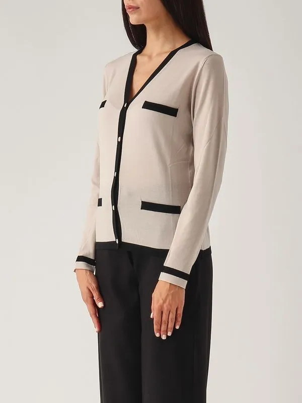 S MAX MARA  Cardigan donna S Max Mara Kenya in lana Nero-Tortora