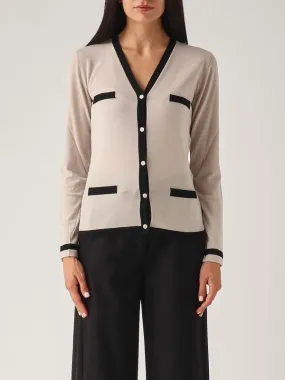 S MAX MARA  Cardigan donna S Max Mara Kenya in lana Nero-Tortora