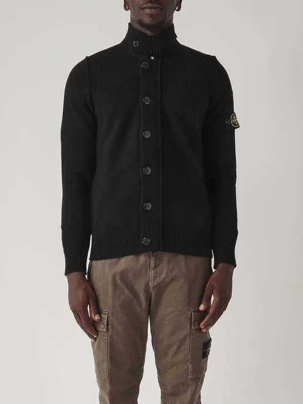 STONE ISLAND  Cardigan uomo Stone Island in lambswool Nero