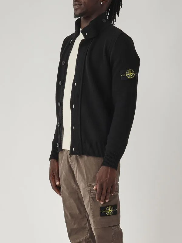 STONE ISLAND  Cardigan uomo Stone Island in lambswool Nero