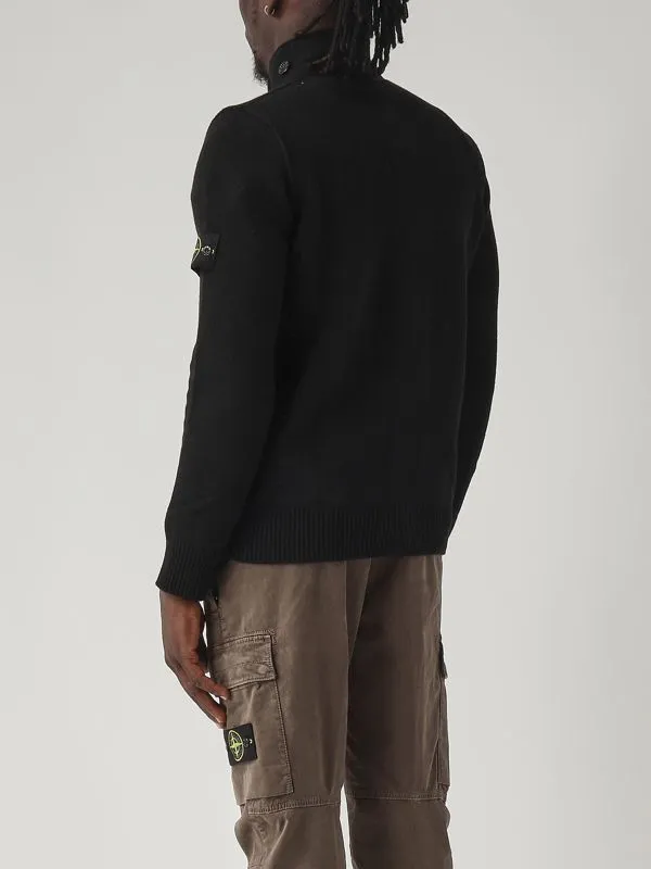 STONE ISLAND  Cardigan uomo Stone Island in lambswool Nero