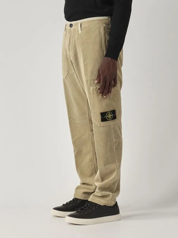 STONE ISLAND  Pantalone uomo Stone Island in velluto a coste di cotone Ecru'