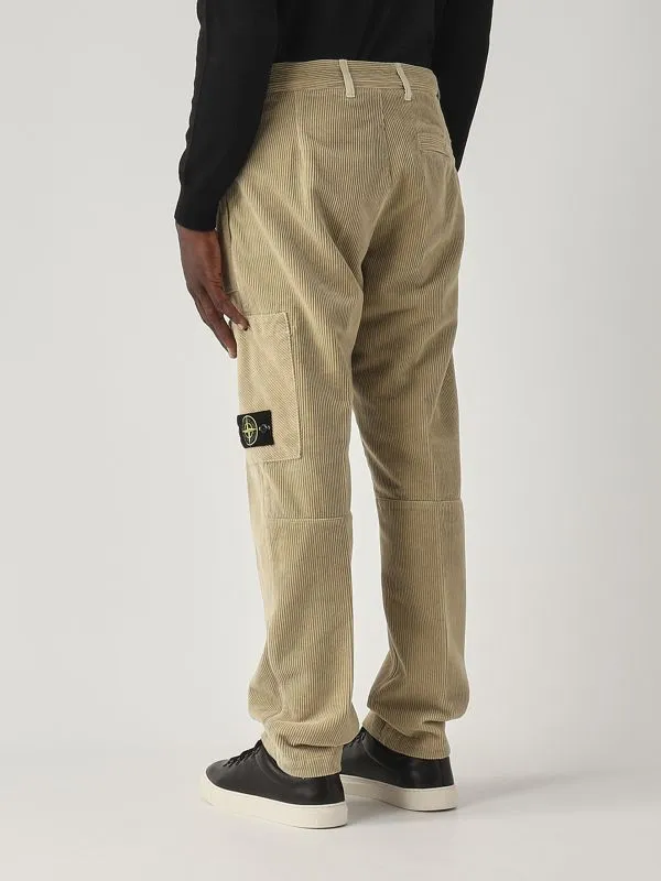 STONE ISLAND  Pantalone uomo Stone Island in velluto a coste di cotone Ecru'