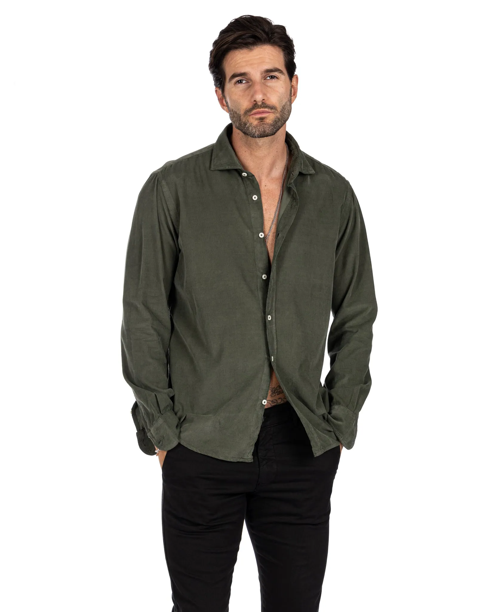 Vega - camicia militare in velluto mille righe