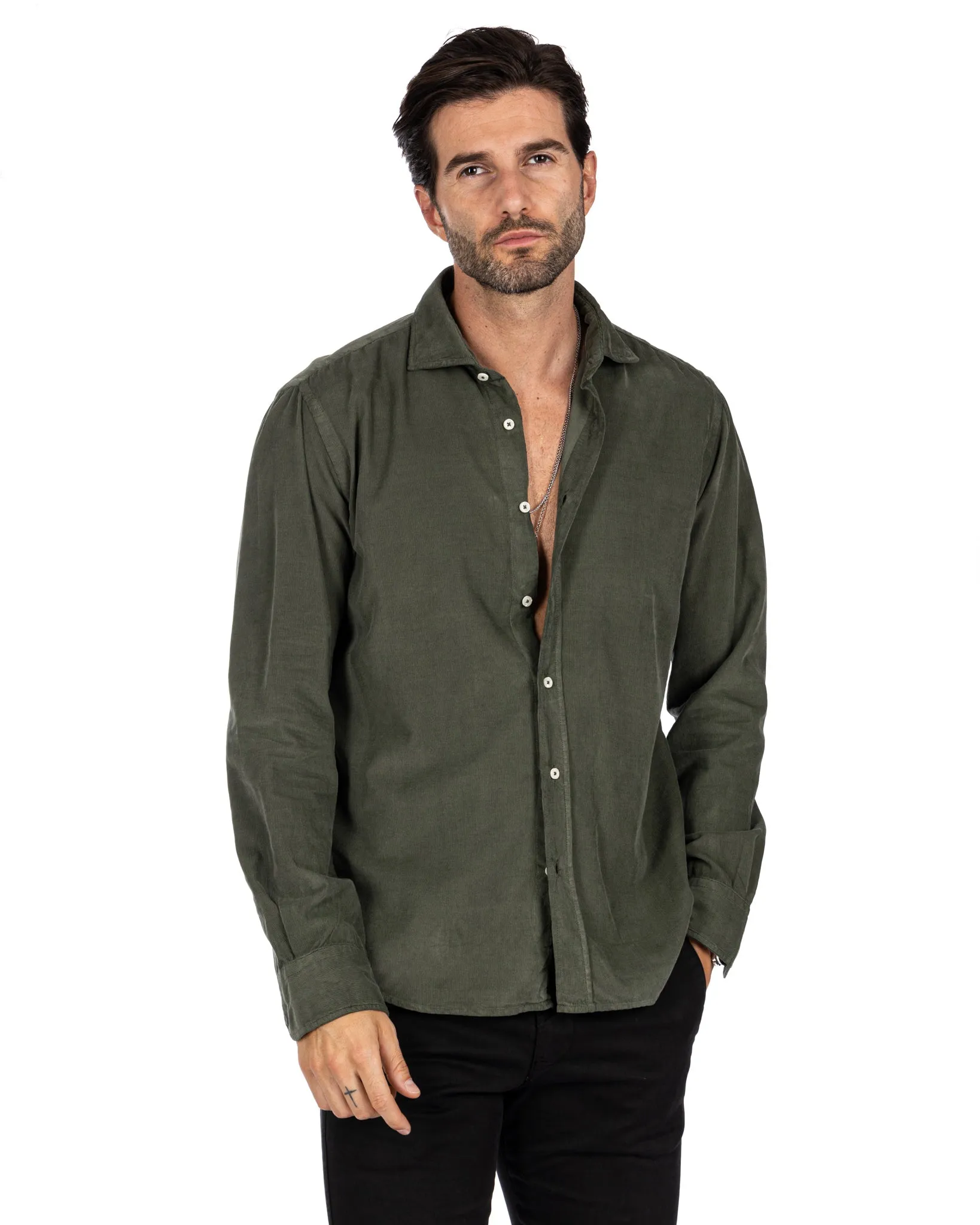 Vega - camicia militare in velluto mille righe