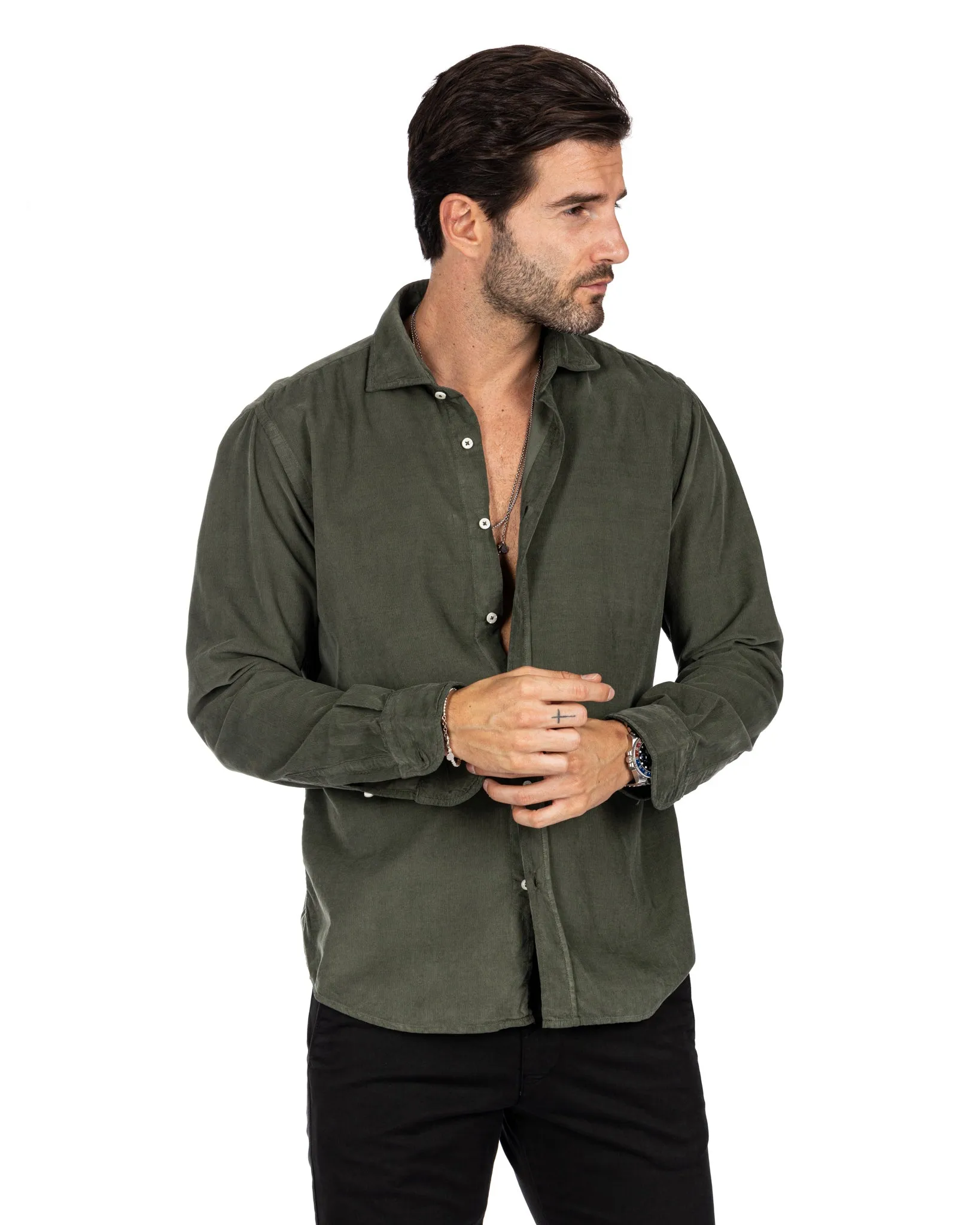 Vega - camicia militare in velluto mille righe