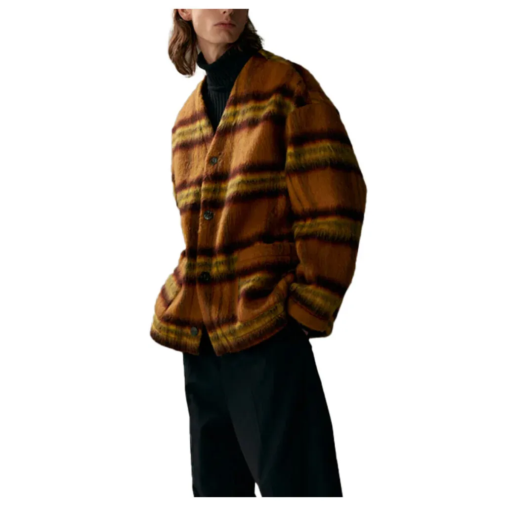 WELTER SHELTER cardigan uomo camel gold CARDI BONDED SHAGGY